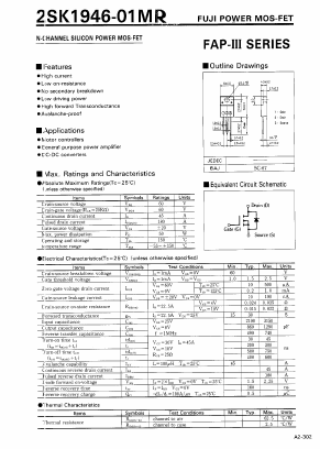 2SK1946-01MR Datasheet PDF Fuji Electric