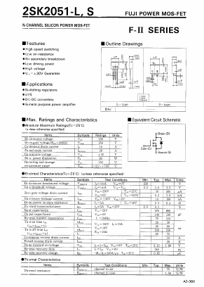 2SK2051-S Datasheet PDF Fuji Electric