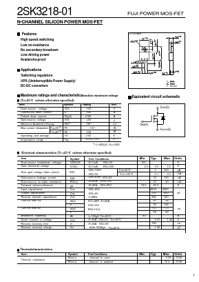 2SK3218-01 Datasheet PDF Fuji Electric