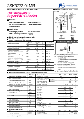 2SK3773-01MR Datasheet PDF Fuji Electric
