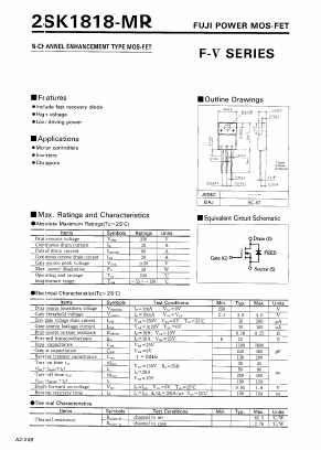 2SK1818-MR Datasheet PDF Fuji Electric