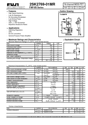 2SK2769-01MR Datasheet PDF Fuji Electric