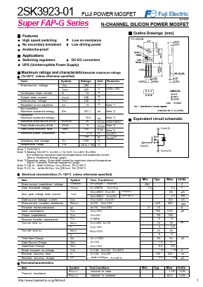 2SK3923-01 Datasheet PDF Fuji Electric