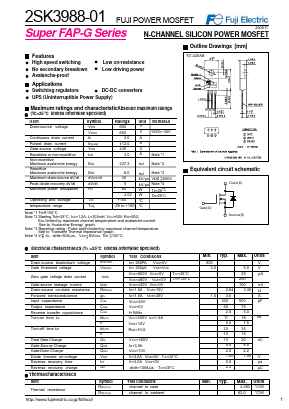 2SK3988-01 Datasheet PDF Fuji Electric