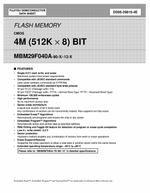 MBM29F040A-12-X Datasheet PDF Fujitsu