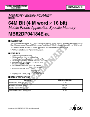 MB82DP04184E-65L Datasheet PDF Fujitsu