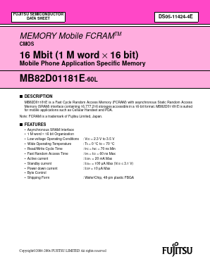 MB82D01181E-60LPBN Datasheet PDF Fujitsu