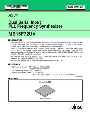 MB15F72UV Datasheet PDF Fujitsu