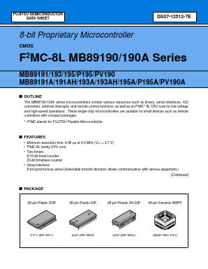 MB89191P Datasheet PDF Fujitsu