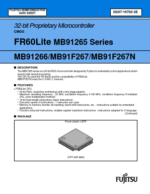 MB91F267 Datasheet PDF Fujitsu
