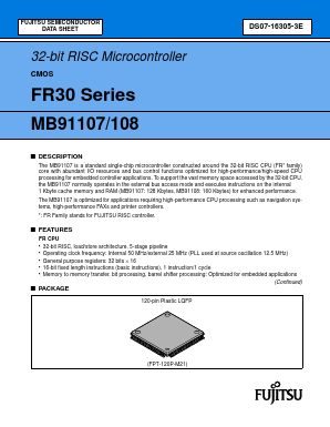 MB91108 Datasheet PDF Fujitsu