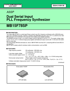 MB15F78SPPV Datasheet PDF Fujitsu