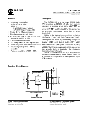 GLT6400L08LLI-70FC Datasheet PDF G-Link Technology 