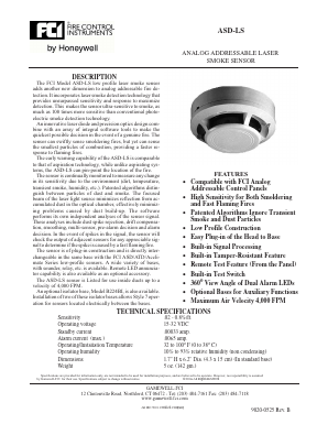 ASD-LS Datasheet PDF Gamewell-FCI by Honeywell