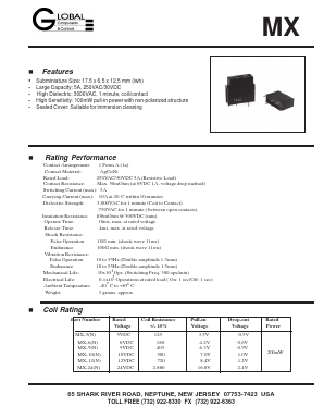 MX-3G Datasheet PDF Global Components and Controls 