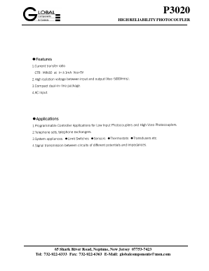 P3020 Datasheet PDF Global Components and Controls 