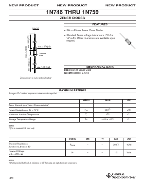 1N756A Datasheet PDF General Semiconductor