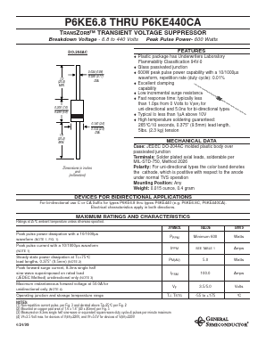 P6KE180A Datasheet PDF General Semiconductor
