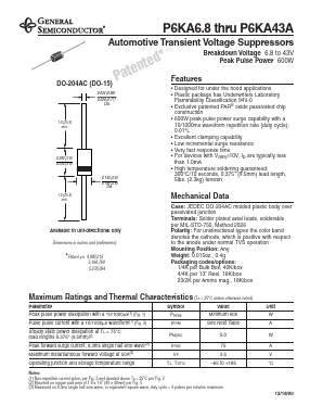 P6KA22A Datasheet PDF General Semiconductor