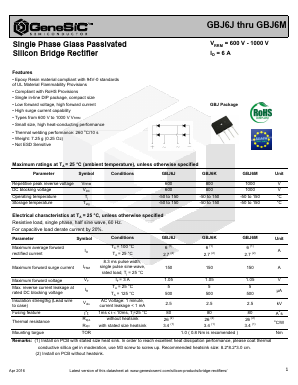 GBJ6K Datasheet PDF GeneSiC Semiconductor, Inc.