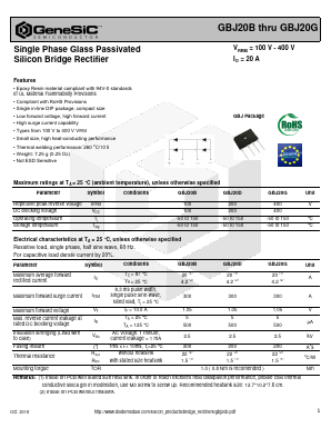 GBJ20D Datasheet PDF GeneSiC Semiconductor, Inc.