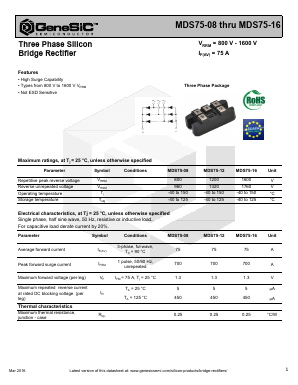 MDS75-16 Datasheet PDF GeneSiC Semiconductor, Inc.