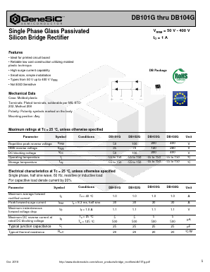 DB101G Datasheet PDF GeneSiC Semiconductor, Inc.