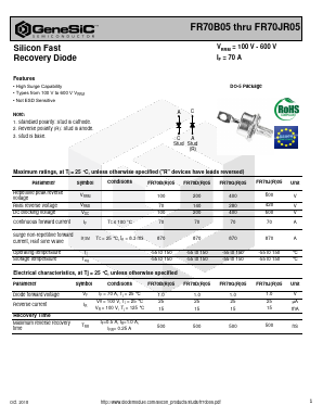 FR70B05 Datasheet PDF GeneSiC Semiconductor, Inc.