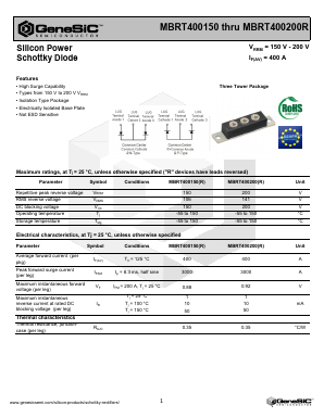 MBRT400200R Datasheet PDF GeneSiC Semiconductor, Inc.