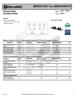 MBR200200CT Datasheet PDF GeneSiC Semiconductor, Inc.