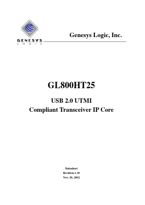 GL800HT25 Datasheet PDF GENESYS LOGIC