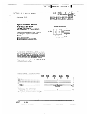 BD801 Datasheet PDF GE Solid State
