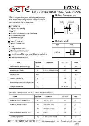 HV37-12 Datasheet PDF getedz electronics