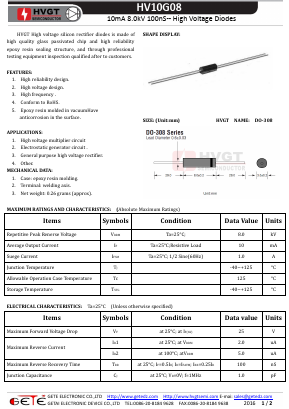 HV10G08 Datasheet PDF getedz electronics