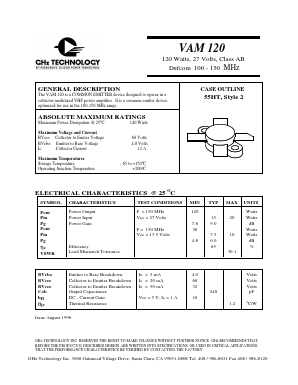 VAM120 Datasheet PDF GHz Technology