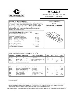 1617AB15 Datasheet PDF GHz Technology