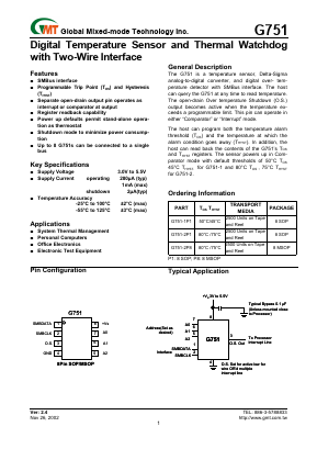 G751 Datasheet PDF Global Mixed-mode Technology Inc