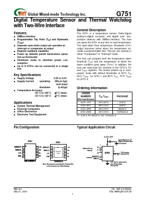 G751 Datasheet PDF Global Mixed-mode Technology Inc