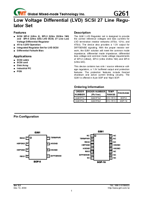 G261 Datasheet PDF Global Mixed-mode Technology Inc