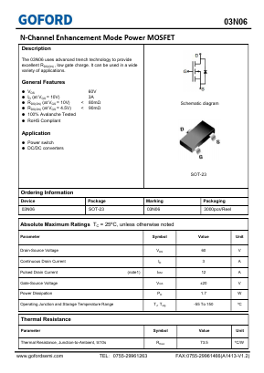 03N06 Datasheet PDF Goford Semiconductor