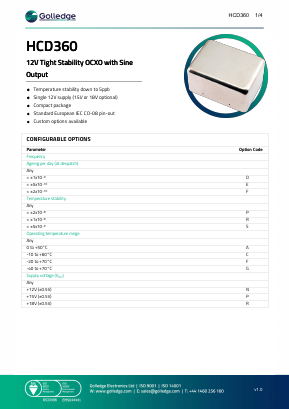 HCD360 Datasheet PDF Golledge Electronics Ltd