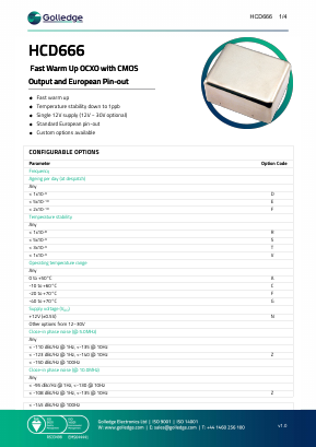 HCD666 Datasheet PDF Golledge Electronics Ltd