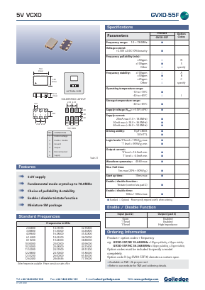 GVXO-55F/SB Datasheet PDF Golledge Electronics Ltd