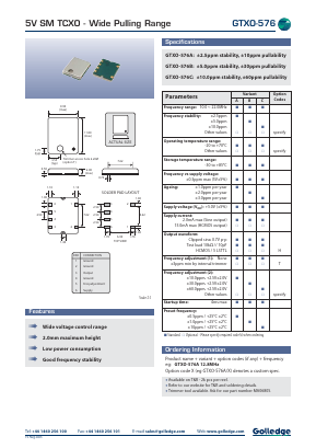 GTXO-576 Datasheet PDF Golledge Electronics Ltd