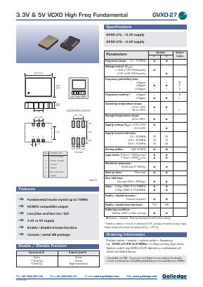 GVXO-27S Datasheet PDF Golledge Electronics Ltd