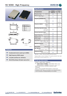 GVXO-36 Datasheet PDF Golledge Electronics Ltd