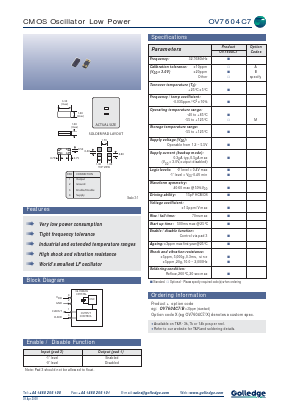 OV7604C7TR Datasheet PDF Golledge Electronics Ltd