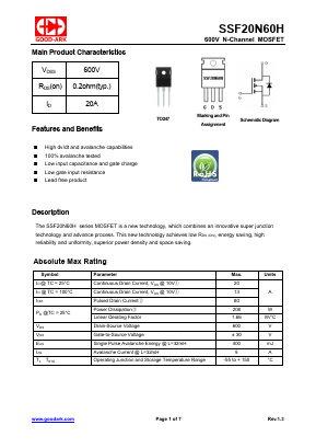 SSF20N60H Datasheet PDF GOOD-ARK