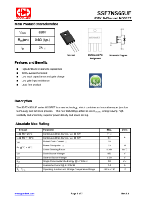 SSF7NS65UF Datasheet PDF GOOD-ARK