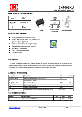 2N7002KU Datasheet PDF GOOD-ARK